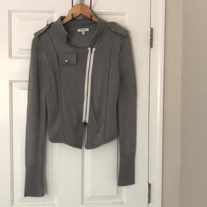 Asymmetrical cardigan with button embellishments